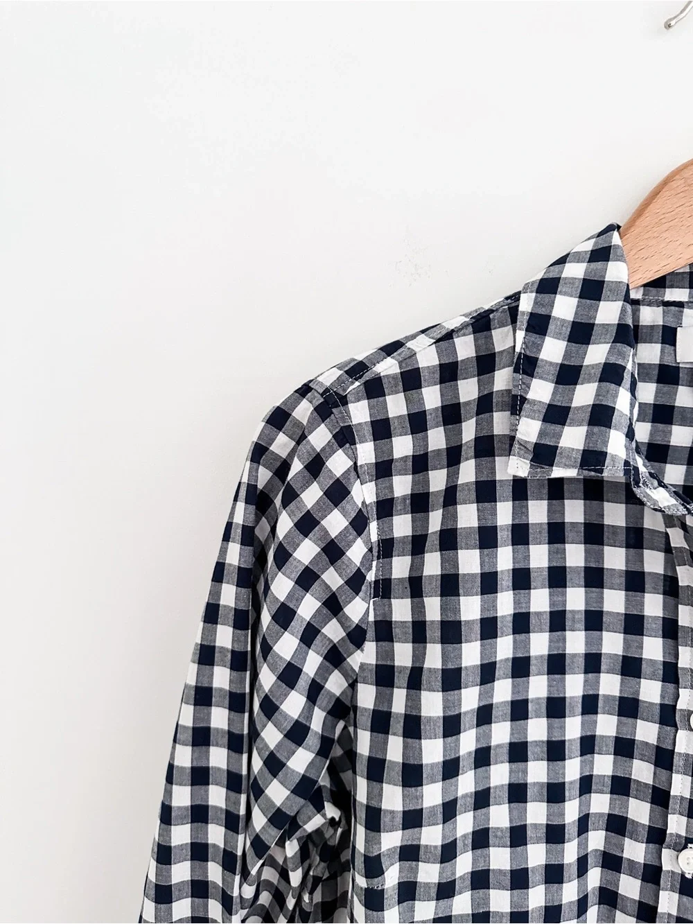 J.Crew Navy White Gingham Button Down Shirt Classic Fitted Cotton Check Size M